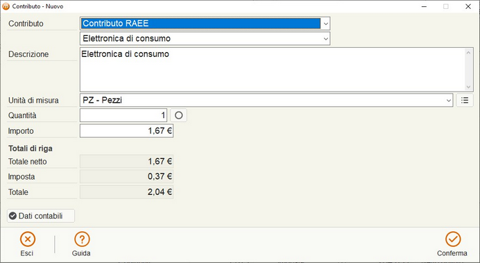 Inserimento / Modifica manuale contributi